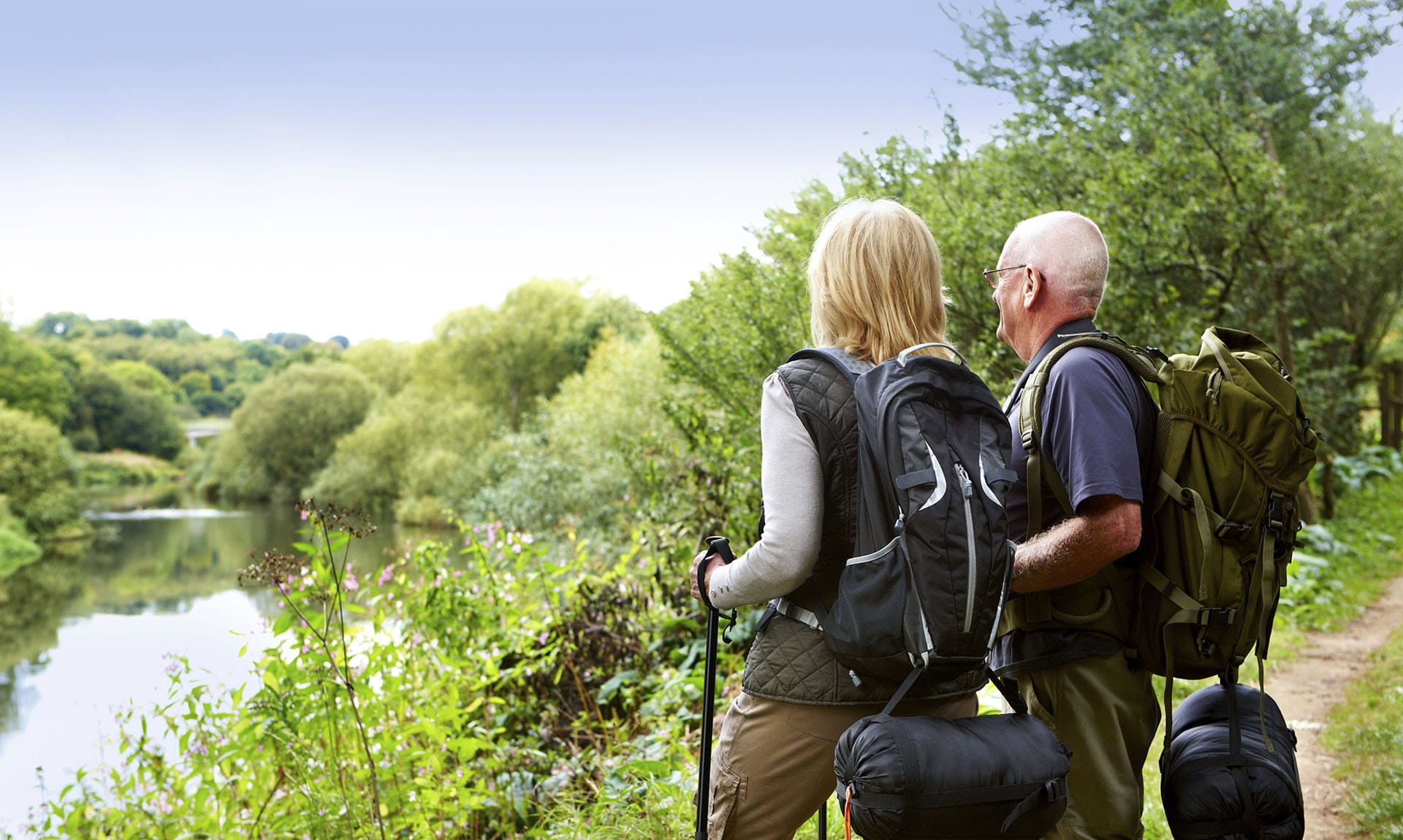 Two hikers looking in the distance