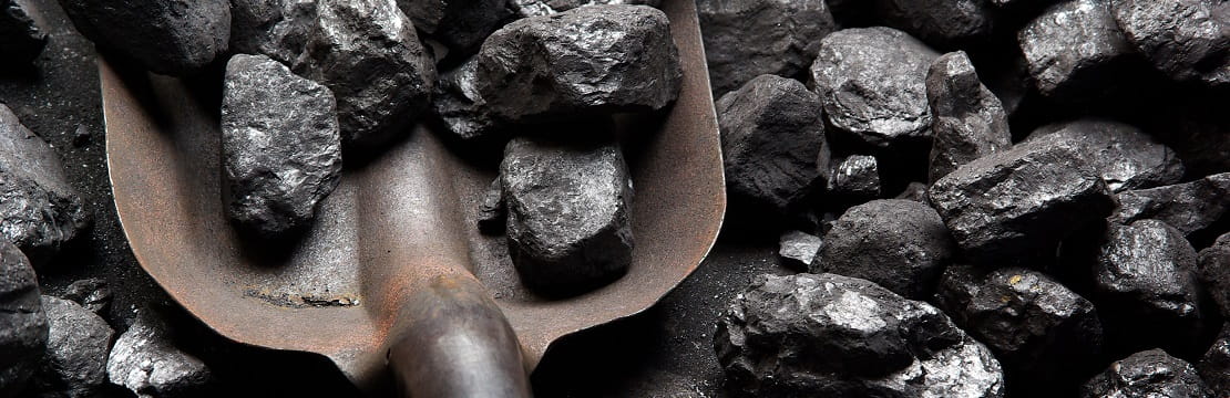 Close up of shovel with coal